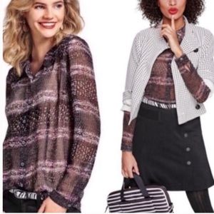 CAbi 3249 Paris Sheer Blouse, Large